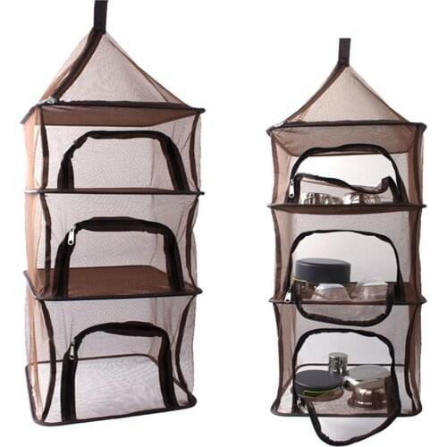 Camping Dry Net Layer Folding Hanging Mesh Dish Dryer Rack Shelf Food Storage Net Basket For BBQ Tableware Vegetables Nets Mesh