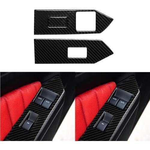 Carbon Fiber Car Window Lifter Control Window Switch Decor Armrest Panel Trim Car Interior Styling For Ford Mustang 2009-2013
