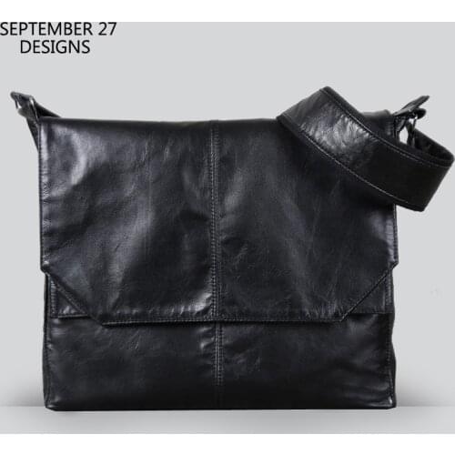 New Fashion Mens Messenger Shoulder Bags Genuine Leather Luxury Handmade Sheepskin Male Casual Satchels Crossbody Handbag
