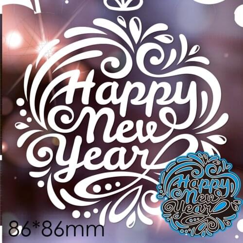 Cutting Dies Happy New Year New Metal DIY Album Paper Craft Embossing Stencil Greeting Card Decoration 86*86mm
