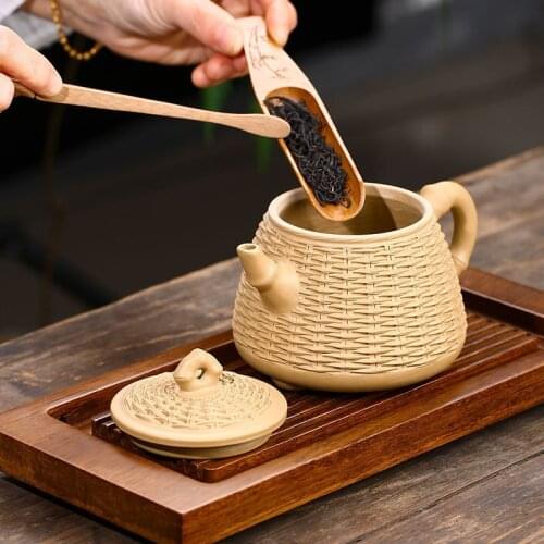 Yixing recommended bamboo weaving bamboo basket tea pot of pure manual cuhk with household a drop shipping manufacturers