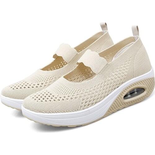 Flat Platform Sneakers Women Shoes Summer Breathable Slip on Walking Shoes for Mother Tenis Feminino
