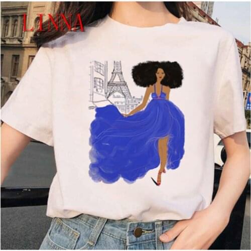 LINNA Ladies casual T-shirt ladies black solid color girl black T-shirt beautiful punk T-shirt hip-hop T-shirt clothing