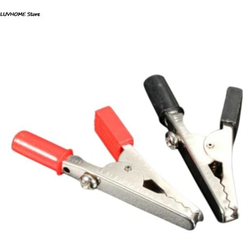 ZLinKJ 2Pcs New Arrival Durable Alligator Clips Red Black Alligator Clip Clamp to 4mm Banana Female Jack Test Adapter