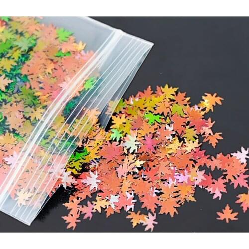 10g/Pack Autumn Maple Leaves Nail Holo Mixes Leaf Glitters Paillette Flakes for Manicure Decoration Nail Polish Glitter #TS28F