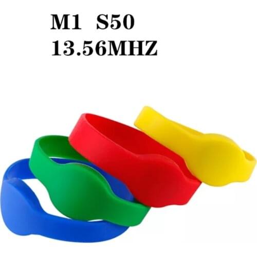100Pcs 13.56MHz RFID 1K S50 Read Only Waterproof Wristband For Access Control NFC Smart Chip Card IC Bracelet