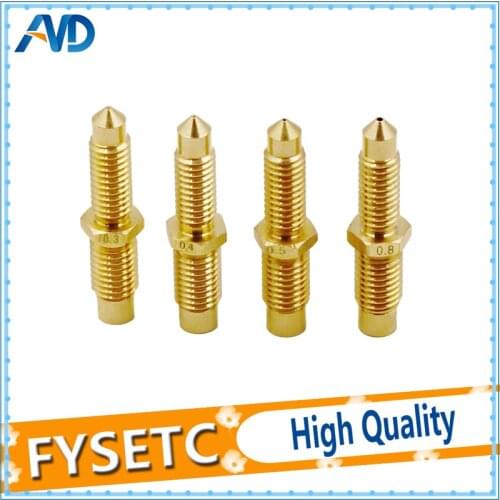 2pcs V6 0.3mm/0.4mm/0.5mm/0.8mm Integral Nozzle V6 Brass Nozzle Throat One V6 Nozzle Throat Siamese 3D Printer Accessories
