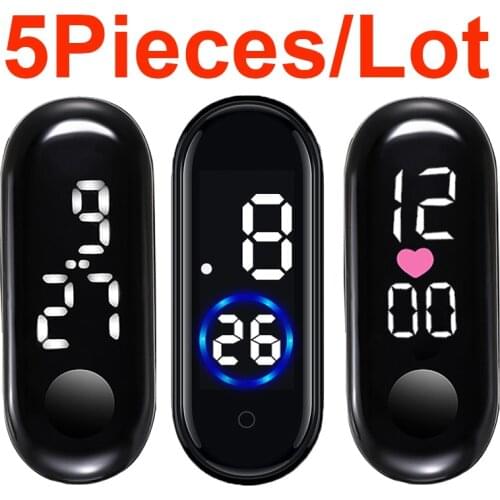 5 Pieces/Lot Kids Watch Movement For Children Three Kinds Display Dial Led Digital Clock Fashion Boys Girls Watch Accessoriess