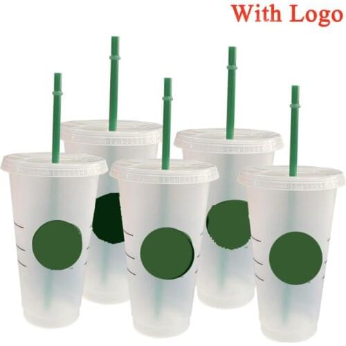 700ml Reusable Color Change Flash Shiny Coffee Cups Plastic Tumbler With Lid Plastic Cup Logo Coffee Mug For Coffee Shop Kitchen