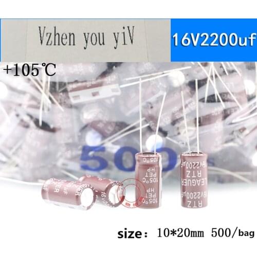 100pcs/16v2200uf /2200uf16V LCD power supply maintenance commonly used aluminum electrolytic capacitors high quality inductor