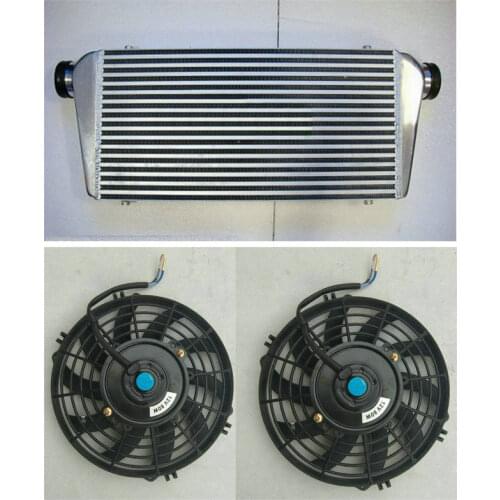Aluminum Intercooler 450 X 300 X 75mm Front Mount 450*300*75 Bar & Plate+Fans