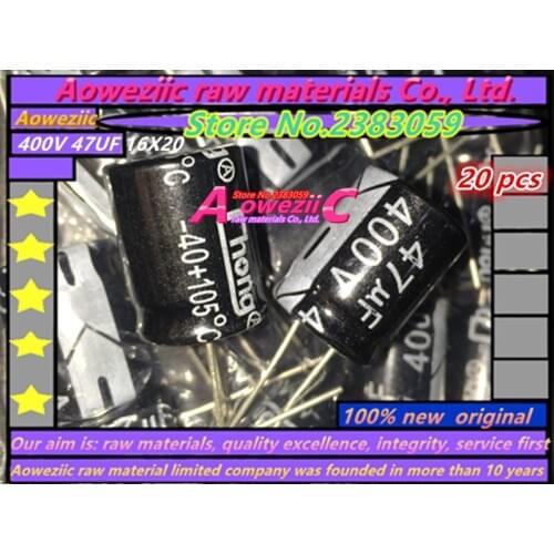 Aoweziic 20 PCS 400V 47UF 16X20 high frequency low resistance electrolytic capacitor 47UF 400V 16*20