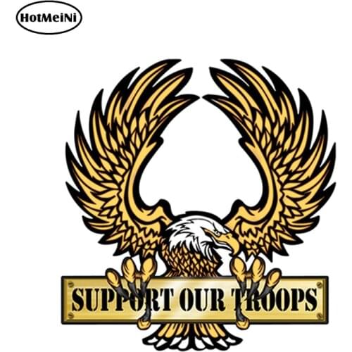 HotMeiNi 12cm x 11.1cm Support Our Troops EAGLE Sticker USA Car Vinyl Decal Window Bumper Auto Motorcycles Decoration