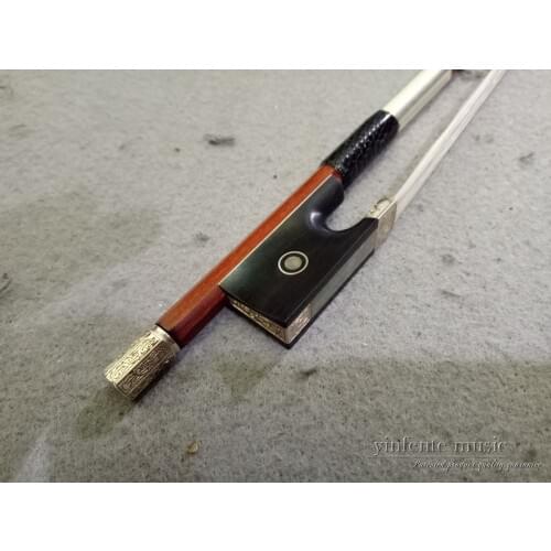 1 pcs violin bows full size brazil Pernambuco Carved silver accessories