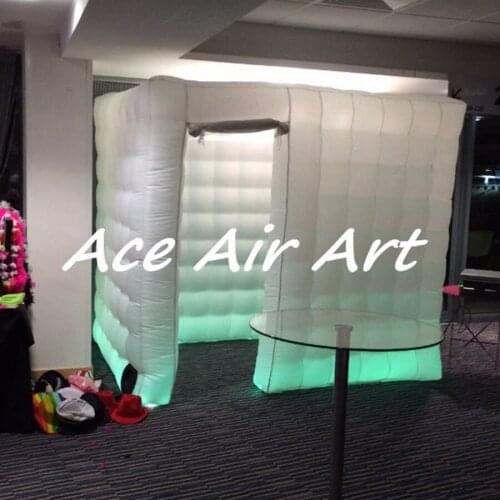 Free shipping 8 ft cube party booth kiosk inflatable led photo booth,cubic ten with 6 pcs 5 W bulb lights for wedding