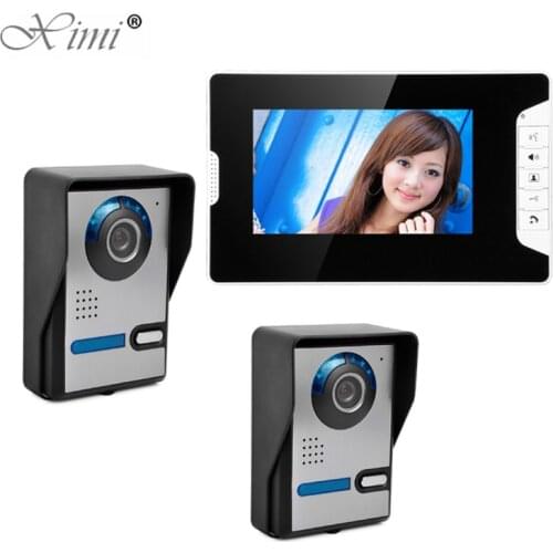 2 to 1 7" LCD monitor Speakerphone intercom Color Video Door Phone Video Doorbell Access Control System IR Doorphone