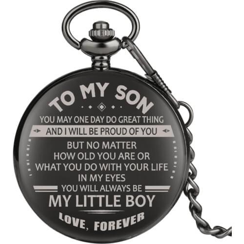 To My Son Design Quartz Pocket Watch Personalized Custom Clock Unique Birthday Gift for Boys with Steampunk Vintage Pocket Chain