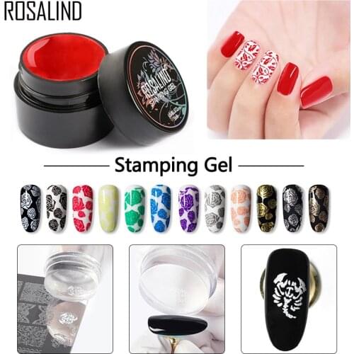ROSALIND 5ml Nail Stamping Gel Polish Black White Varnis Nail Polish Stamp Painting Color Soak Off UV Gel For Nail Art Stamping