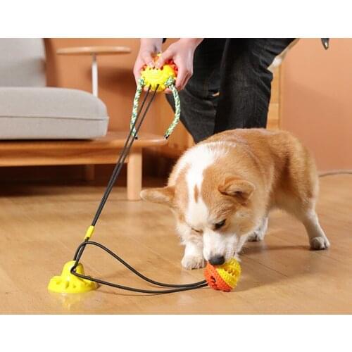 Dog Suction Cup Toy Interactive Dog Chew Toys Ball Squeaky Pet Molar Bite Tug Pull Rope Toys for Small Large Dogs Puppy Chewing