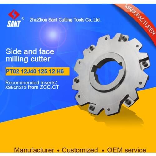Indexable milling cutter Match insert XSEQ12T3 Side and face milling cutter disc PT02.12J40.125.12.H6/SMP01-125X6-K40-SN12-12