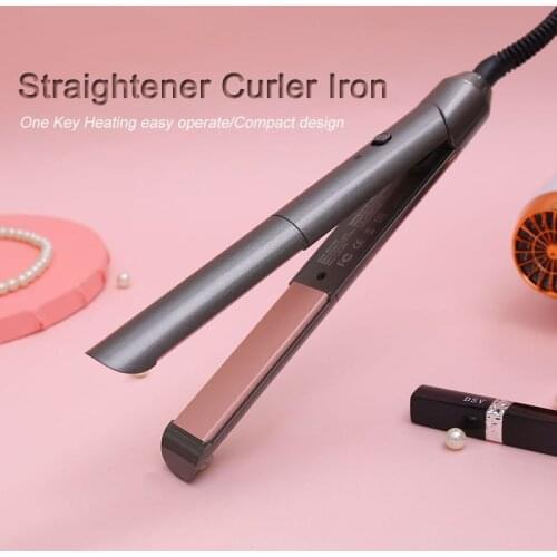 Compact 2in1 Straightener Curler Iron Flat Machine Long Short Dry&Wet Hair Style Ceramic For Women Salon Home Barber Dormitory