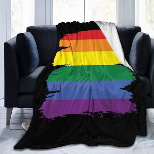 Colorful Rainbow Gay Pride Flannel Fleece Blanket Ultra Soft Microfiber Blanket Season Anti Static Blanket for Sofa Couch Bed
