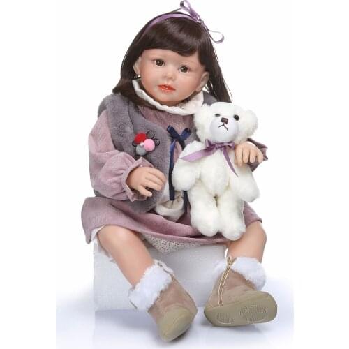 70cm childrens Doll Black long hair Cute Doll childrens creative birthday gift Festival gift childrens growing up playmate