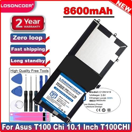 LOSONCOER 8600mAh C12N1419 C12PMCH Laptop Battery For Asus Transformer Book (T100 Chi) 10.1 Inch,T100 Chi,T100CHI 0B200-01300100