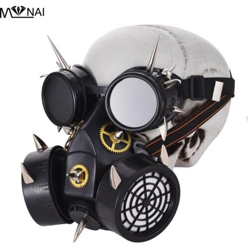 Steam Punk Mask Steampunk Rivet Respirator Goggles Gear Spikes Glasses Masks Vintage Retro Punk Cosplay Accessories Vintage
