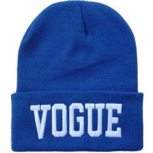 KENSHELLEY European Style Fashion Beanie Hat Adults Plain Color Letter Embroidery Beanie Hat Thick Wool Warm Knitted Beanie Bat