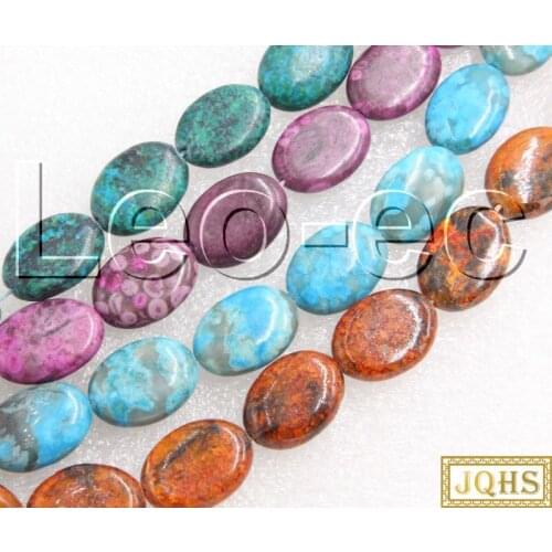 Natural 13X18mm oval Chrysocolla Loose Beads Strand For Jewelry Making 15" V1262