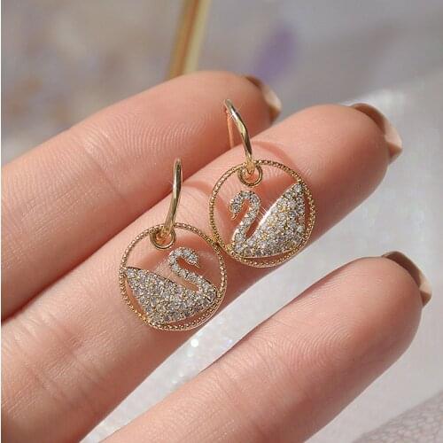 S925 Sterling Silver Needle Delicate Zircon CZ Bird Stud Earrings for Women 14K Real Gold Elegant Geometric Earrings