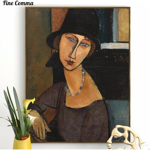 Jeanne Hebuterne au chapeau Amedeo Modigliani handmade Hand painted Oil Painting Reproduction Print Poster Canvas Wall Art Decor
