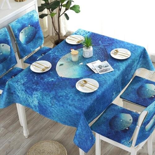 Dolphin Sea fish Pattern Cotton Linen Rectangular tablecloth Home Decor Table Cloth Wedding Dining Table Cover Tea Table Cloth