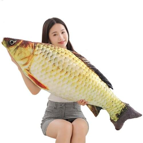 Dorimytrader real picture 3D lifelike animal carp plush pillow soft animal fish toy baby doll gift for kids creative decoration