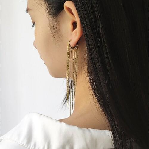 New Arrival Dominated Fashion Long Metal Tassel Drop Earrings Korean Joker Sweet Lovely Heart Elegant Women Earrings