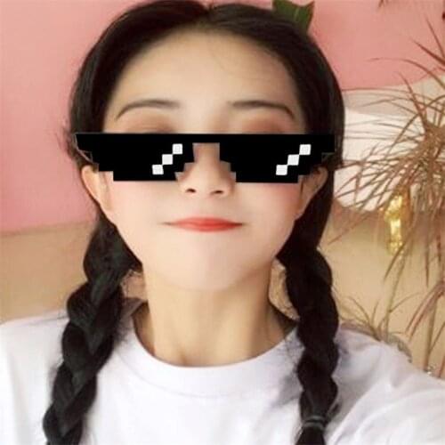 Thug Life Glasses Deal With it Sunglasses Women Mosaic Pixel Sun Glasses Men 8 Bits Style Pixel Red Yellow Blue Black Eyewear
