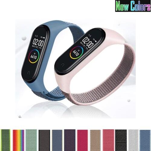 Sport Nylon Loop Band Wrist for Xiaomi MIBand 4 Miband 3 4 5 Bracelet Replacement for mi band 5 4 3 strap loop
