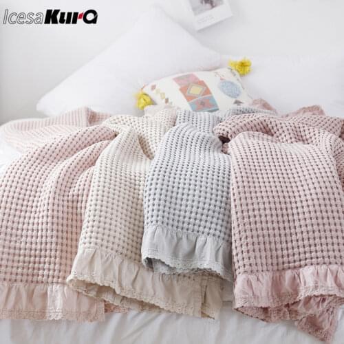 Japanese Style Cotton Waffle Towel Quilt Sofa Cover Blanket Cotton Office Air Conditioning Thin Blanket Soft and Breathable