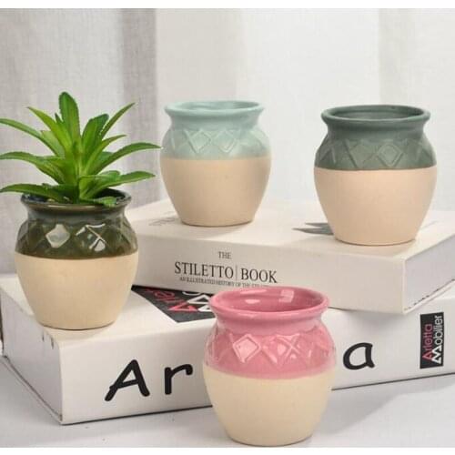4pcs/set Breathable Bonsai Pot Office Balcony Decor Garden Home Decoration Sukiyaki Half-glazed Flowerpot Succulent Planter Vase
