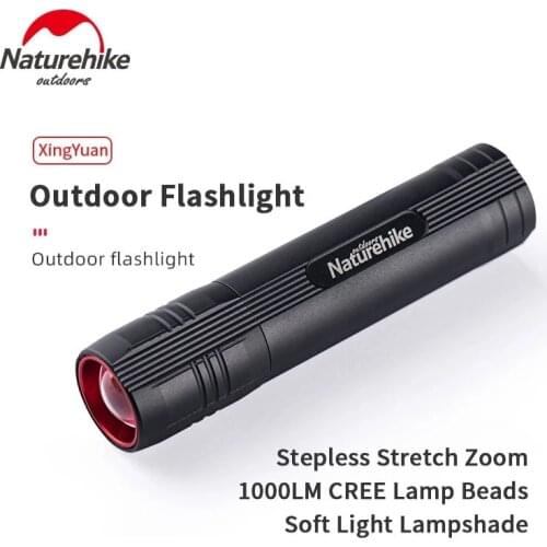Naturehike Outdoor Flashlight Ultralight Portable LED Camping Zoom Light Waterproof USB Rechargeable Multi Function Flashlight