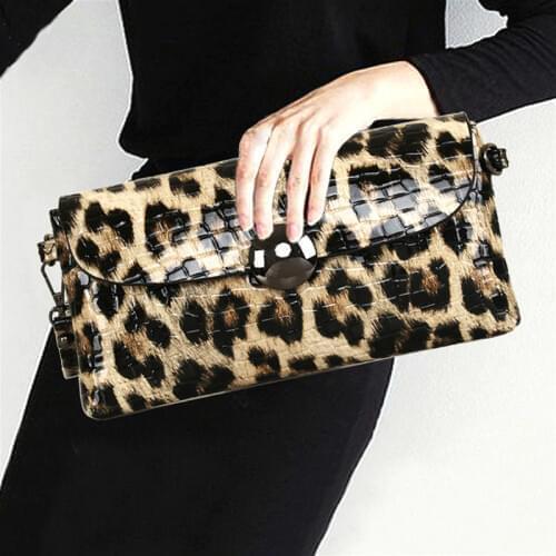 Leopard Leather Woman Evening Bag Fashion Female Wallet Wedding Party Shoulder Bag Soft Ladies Clutch Purse Banquet Bags