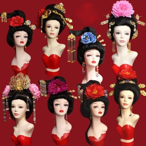 8 Designs Tang Dynasty Empress Princess Cloth Peony Hair Tiara Japanese Style Female Hair Jewelries Cosplay Anime TV Play