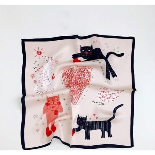 Hot Sale Brand 100% Pure Silk Scarf Women Neck Hair Foulard Square Small Headband Hijab Print Poncho 2020 Scarves Bandana 53cm