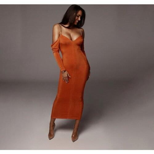 Summer new party dress long waist sexy dress off shoulder Backless Club Solid Slim dress spaghetti strap dress Vestidos Robe