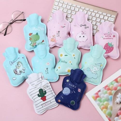 1Pc Cute Cartoon PVC Hot Water Bottle Hot Water Warmer Screw Top Quality Portable Water-filling Hot-water Bag Warming Product