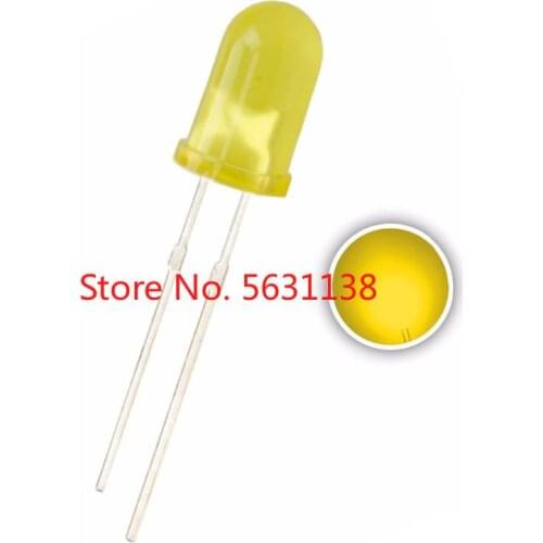 100pcs 5mm Yellow DIP Emitting Diode LED Diffused Round Head DIP-2 F5 chip LEDs 20mA Lamp Ultra Bright light beads yellow lens