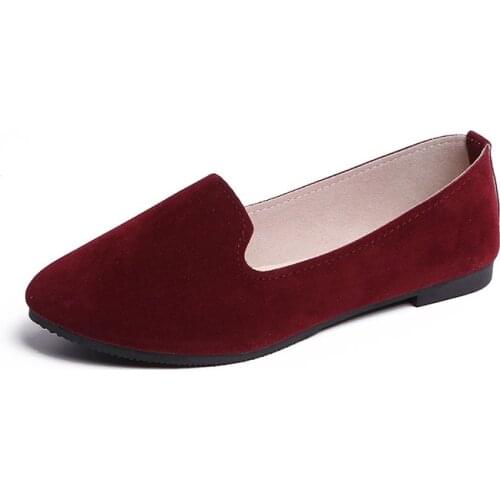 2021 fashion shoes women solid candy color flock shoes women loafers ballet flats casual mother shoes Zapatos Mujer plus size 43