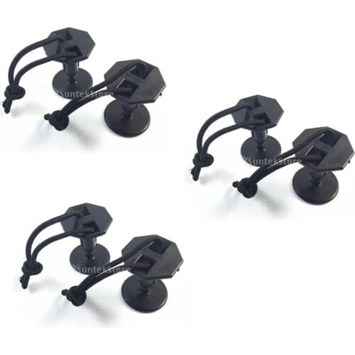 6 Pieces Black Plastic Surfing Surfboard Leash Plugs With Cord, Accessories