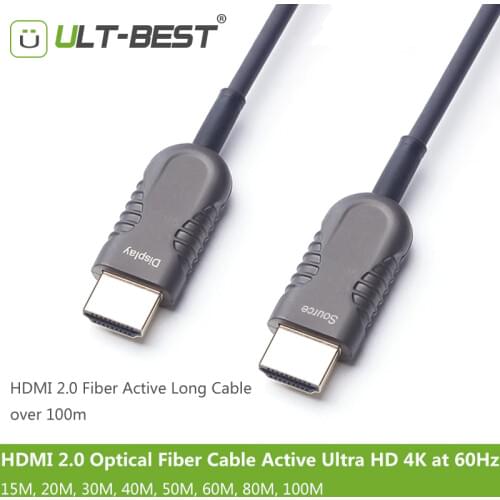 ULT-BEST HDMI 2.0 Optical Fiber Cable Active Light High Speed Ultra HD 4K 60Hz HDMI2.0 Subsampling 4:4:4/4:2:2/4:2:0 15m 20m 30m